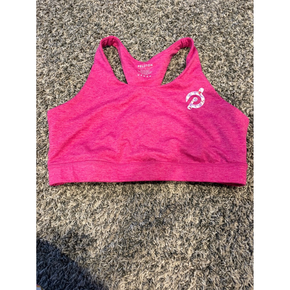 Peloton Womens Pink Heathered Strappy Racerback Sports Bra Size Large